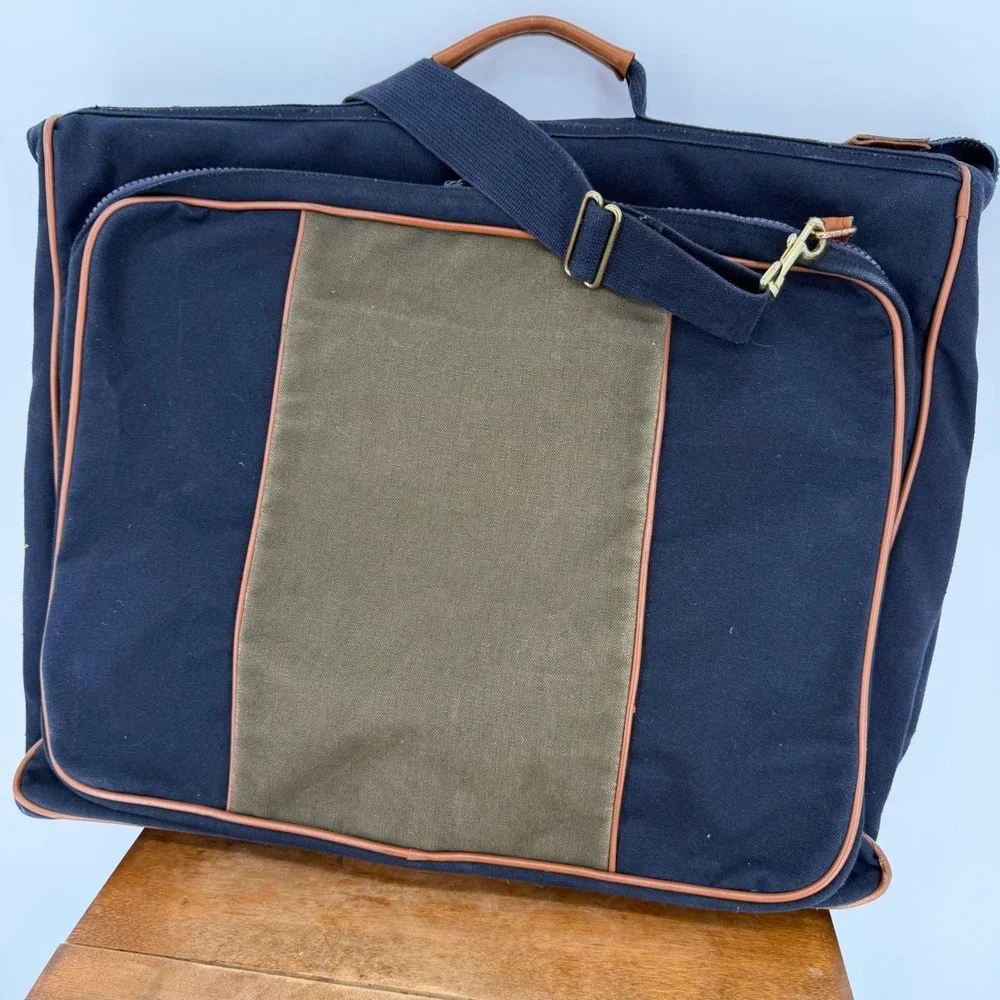 VTG 80s‎ G.H. Bass American Heritage Canvas Leather Garment Bag Complete